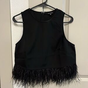 Strut & Bolt Black Top with Feather Detail Size M